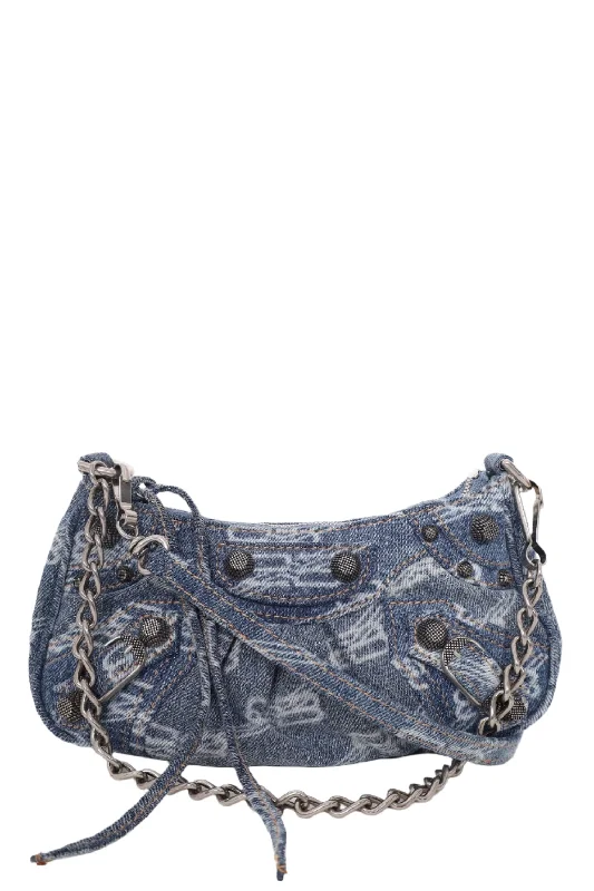 Balenciaga Blue Denim Le Cagole Mini BB Cagoule Handbag with Strap