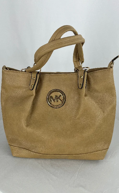 Michael Kors Women's Gold Pebbled Leather Shoulder Purse Large