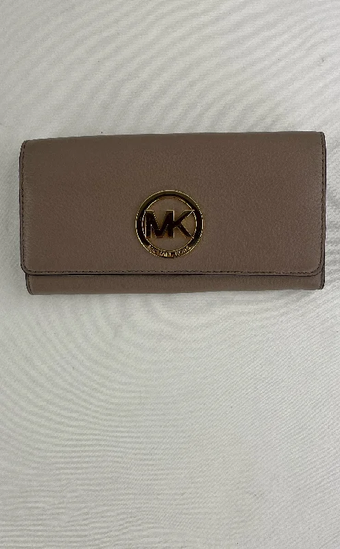 Michael Kors Women's Tan Signature Logo Fulton Flap Continental Wallet