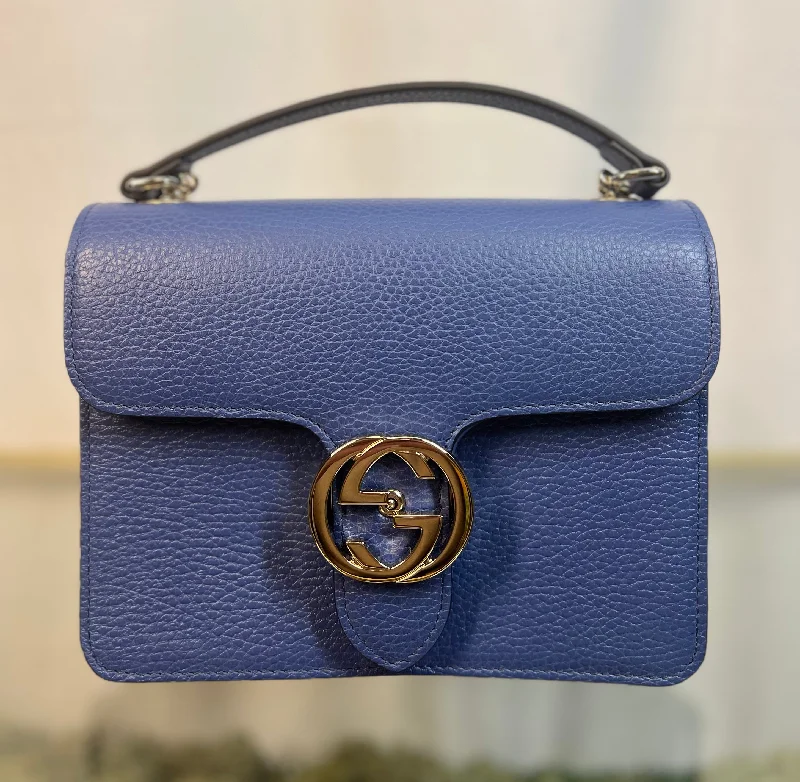 GUCCI Dollar Small GG Interlocking Blue Caspian Crossbody