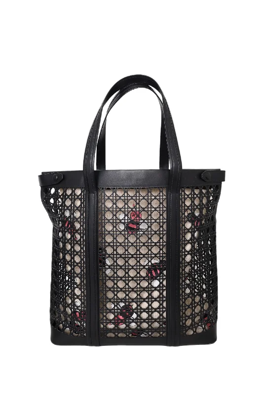 Dior x Kaws 2019 Black Leather Cannage Bees Tote Bag