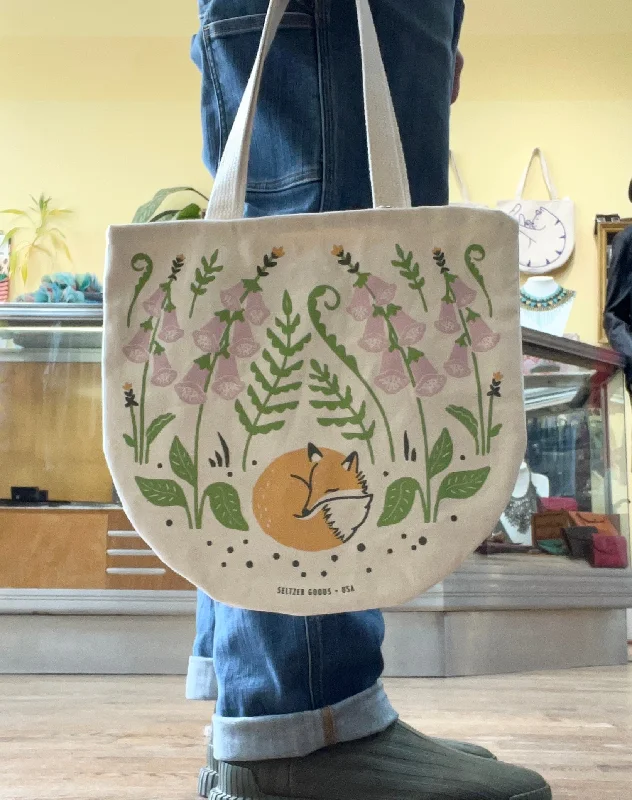 Foxy Foxglove Round Tote