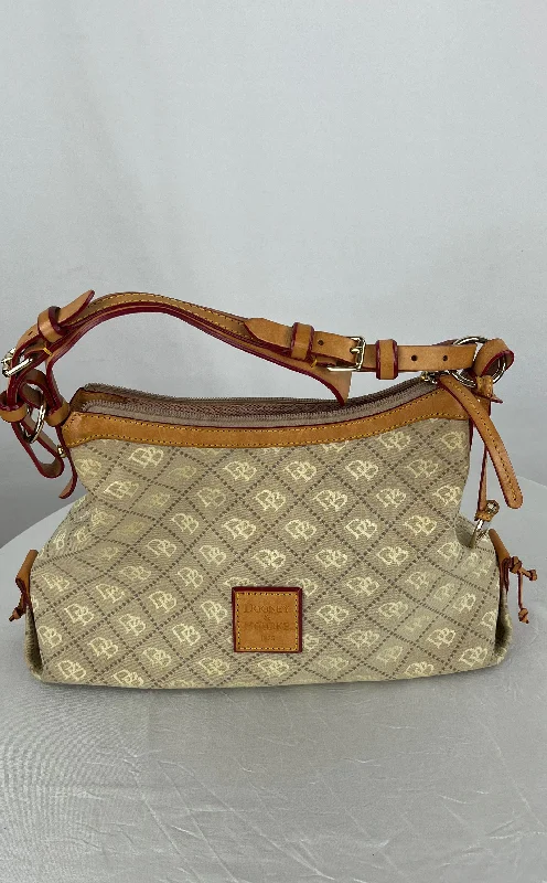 Dooney & Bourke Signature DB Logo Brown Canvas Leather Shoulder Bag