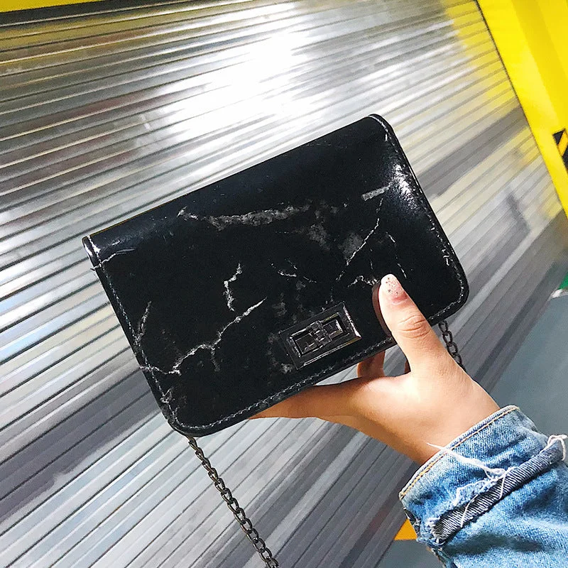 Bags for Women 2019 Marble Pattern Shoulder Bag Lock Buckle Wild Messenger Small Square Marble White Bag Designer Handbags