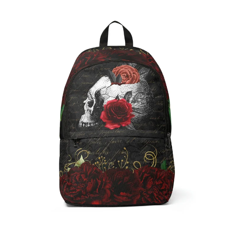 aSkull Floral Gothic Dark Fabric Backpack