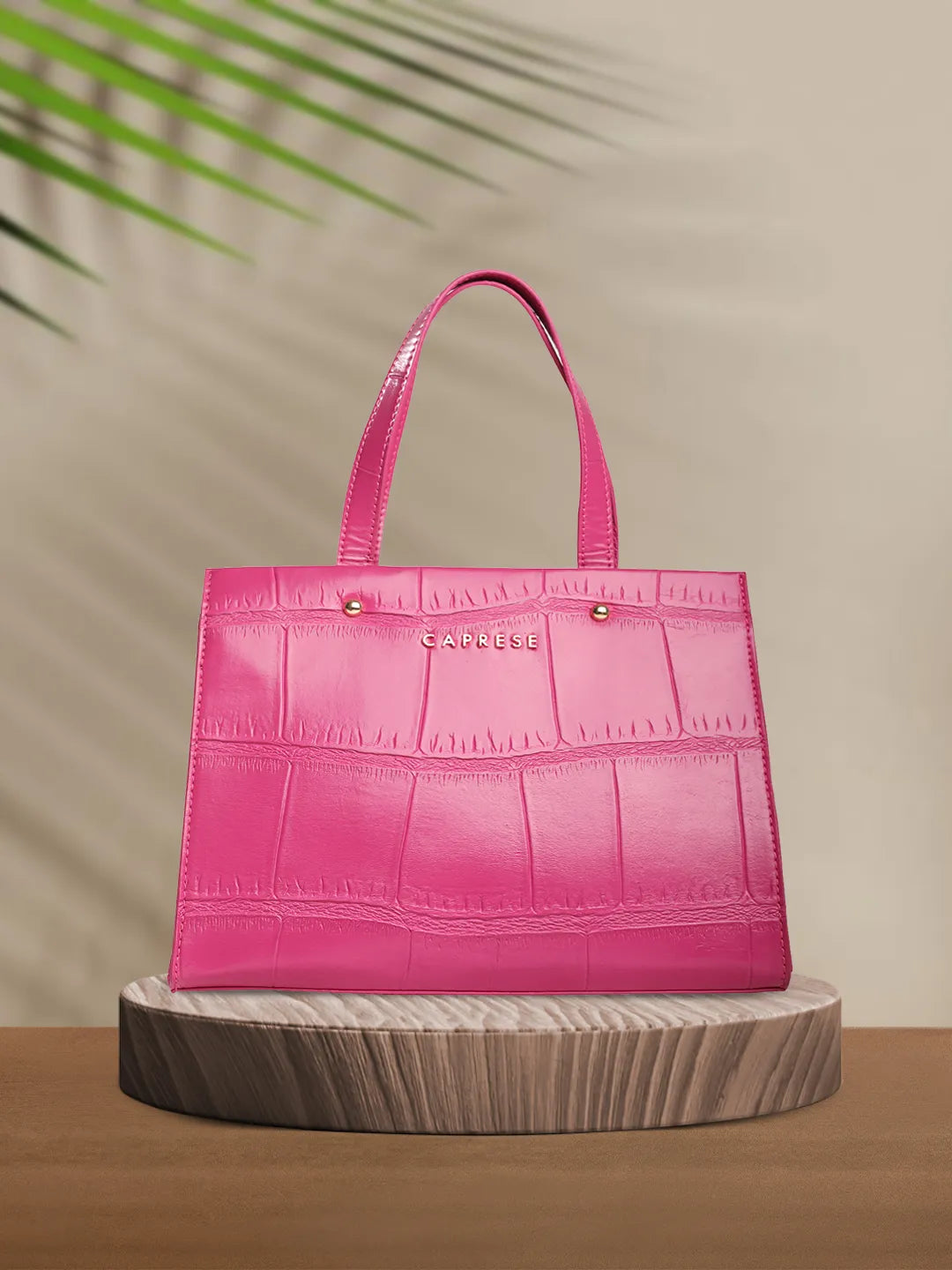 Caprese Mink Tote Small Croco Women'S Office Handbag Fuchsia