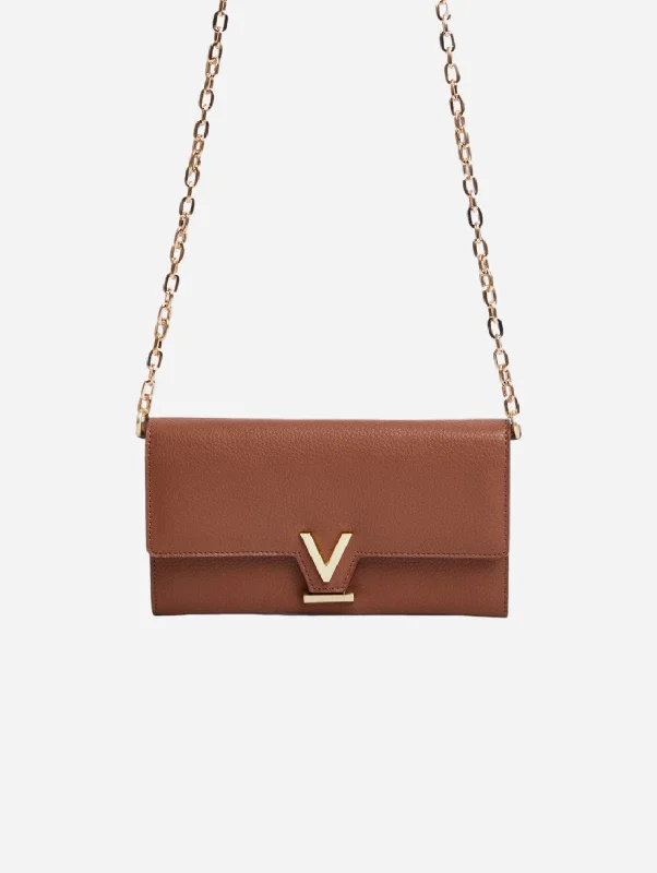 Luella Vegan Bio-Based Bamboo Leather Chain Purse | Brown