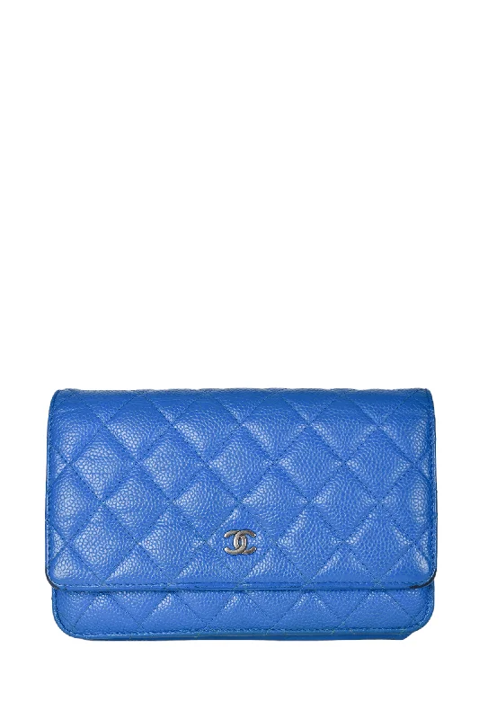 Chanel 2015/16 Blue Caviar Quilted Wallet on Chain