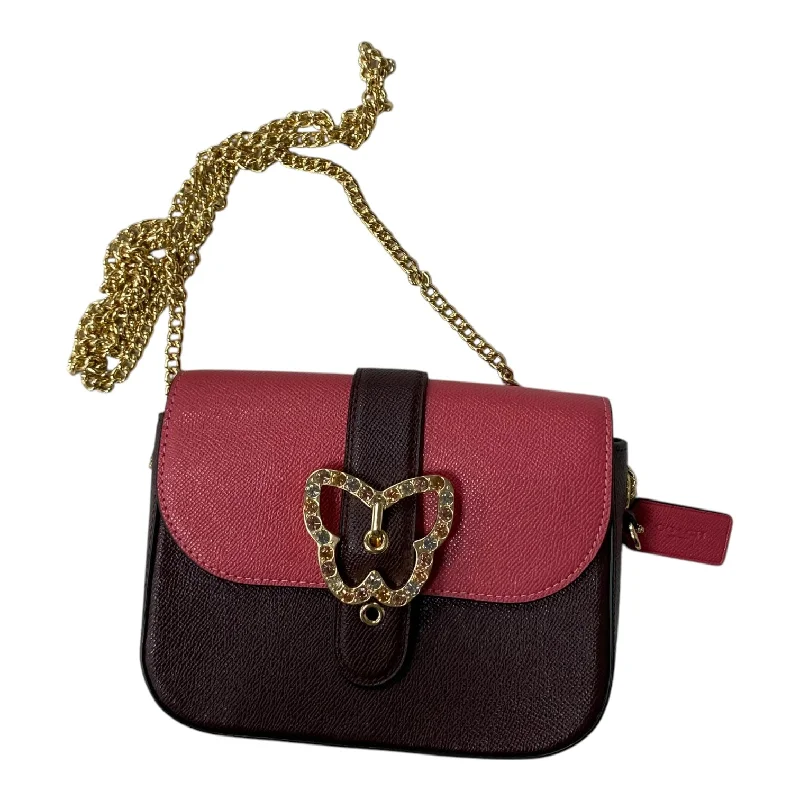 Crossbody Designer By Coach In Pink & Red, Size:Small