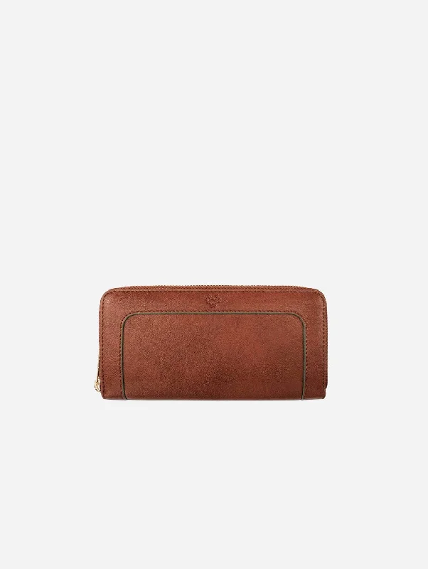 Wilton Vegan Leather Zipped Purse | Rust & Emerald