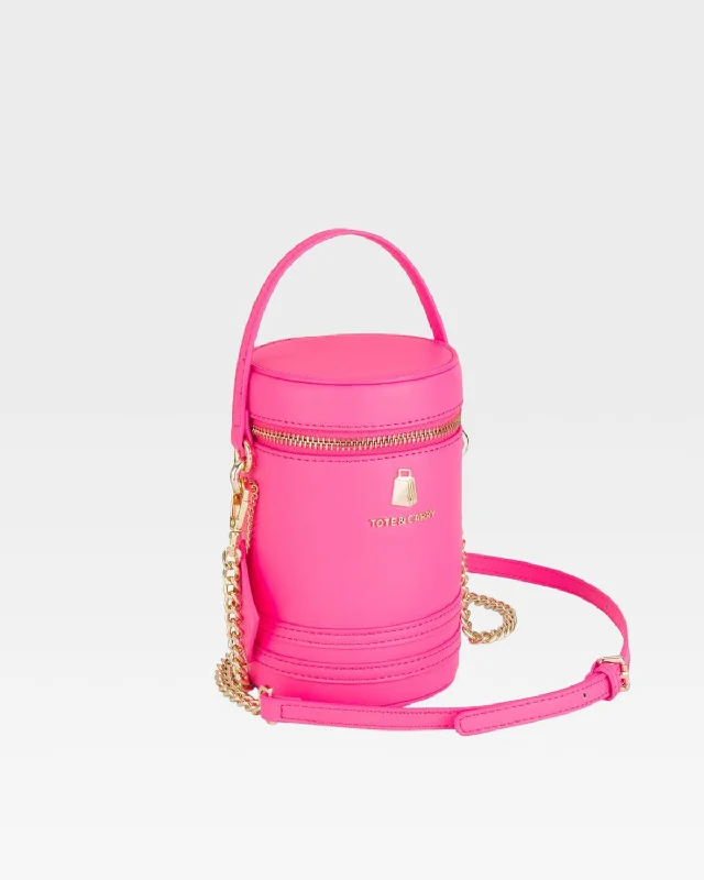 Mini Barrel Purse in Neon Pink