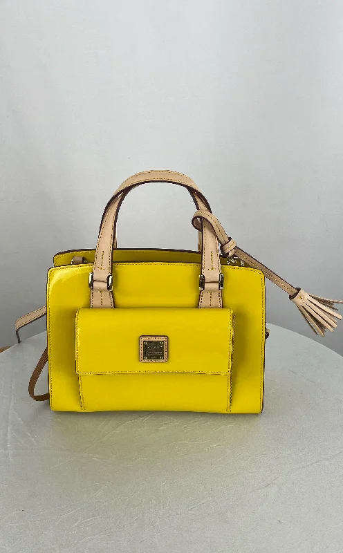 Dooney & Bourke Women's Yellow Patent Leather Shoulder Crossbody Bag Purse NWOT