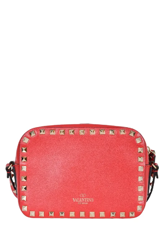 Valentino Red Leather Rockstud Camera Bag