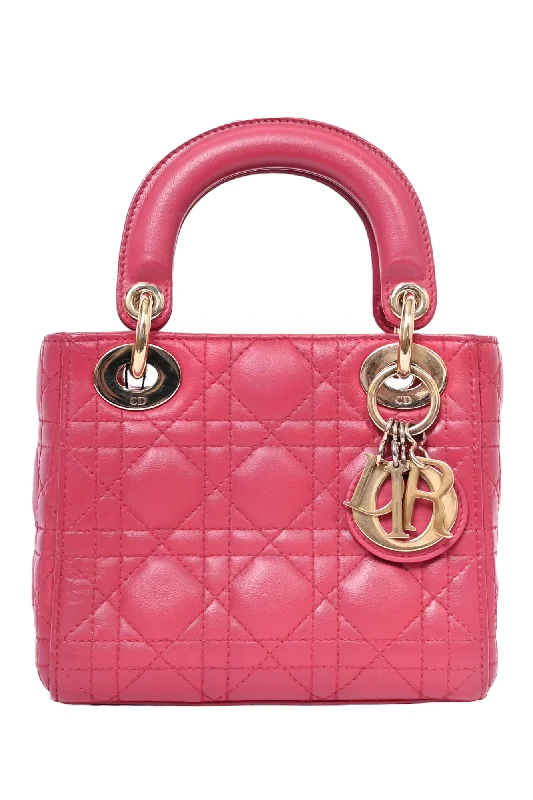 Christian Dior 2013 Pink Cannage Leather Mini Lady Dior Top Handle