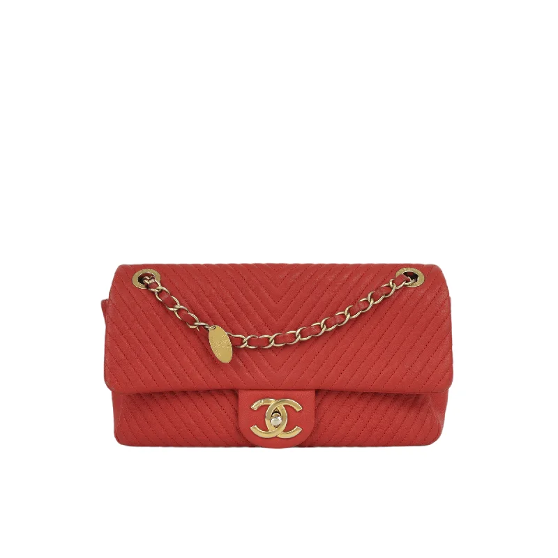 Chanel Chevron Medallion Flap - Red Chevron