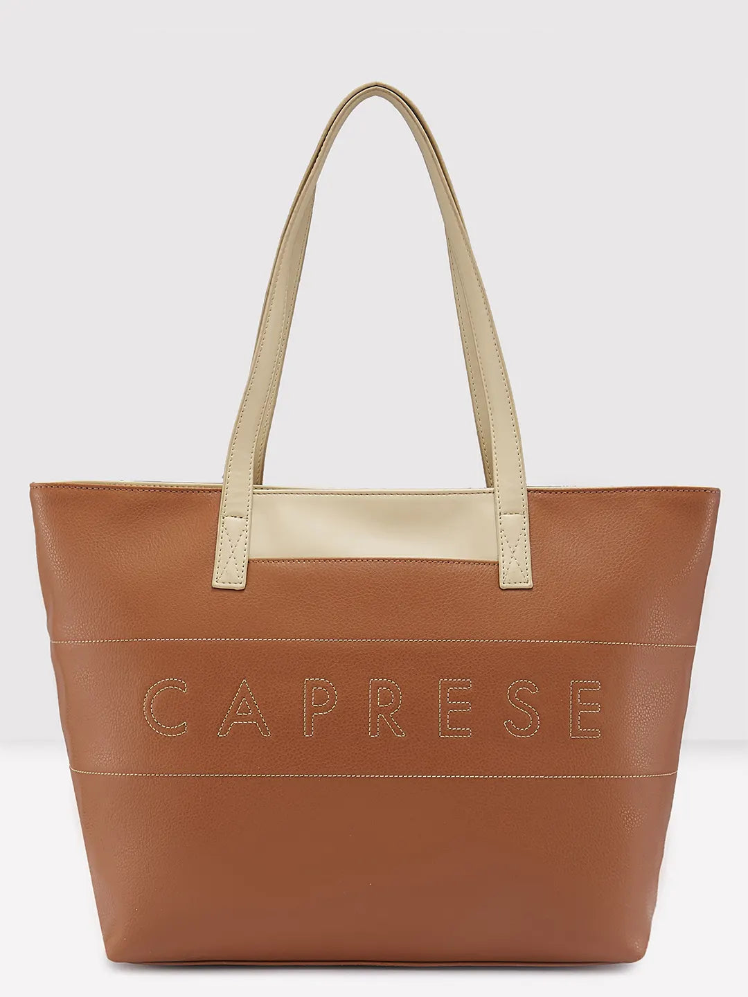 Caprese Narni Tote Medium Solid Womens Office Handbag Tan