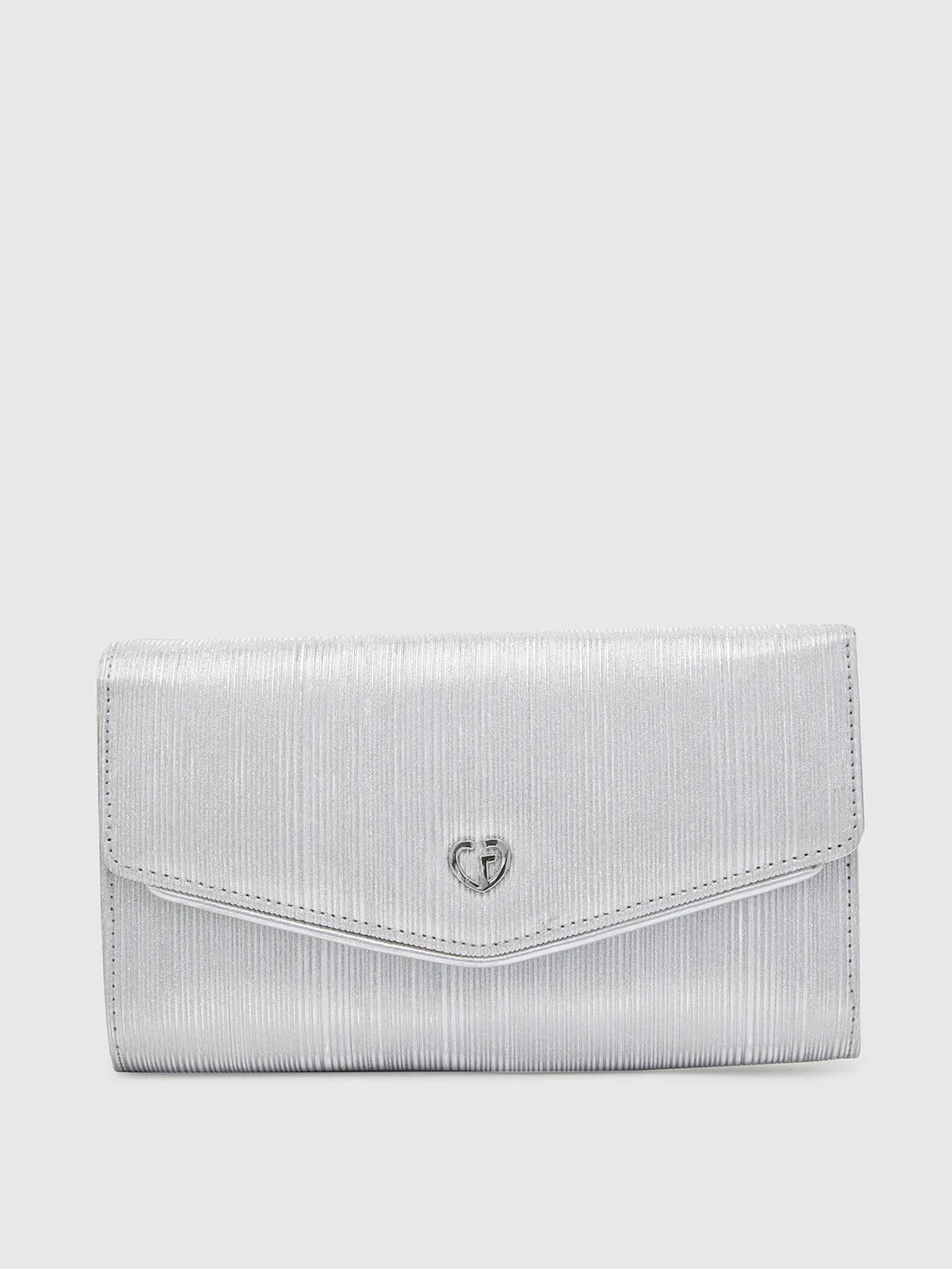 Caprese Junie Flapover Clutch Large Silver