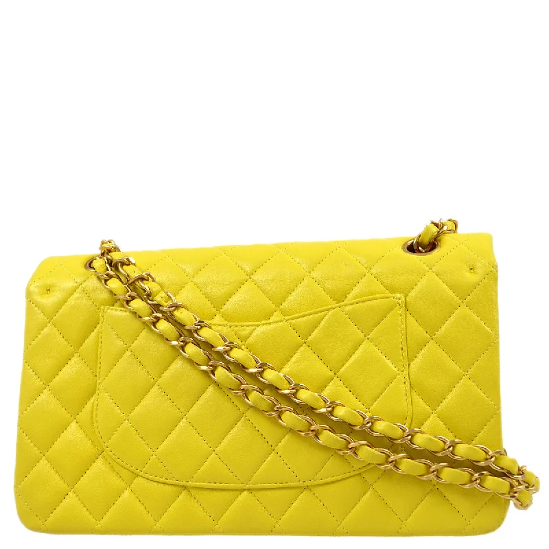 Chanel * 2000-2001 Yellow Lambskin Medium Classic Double Flap Bag