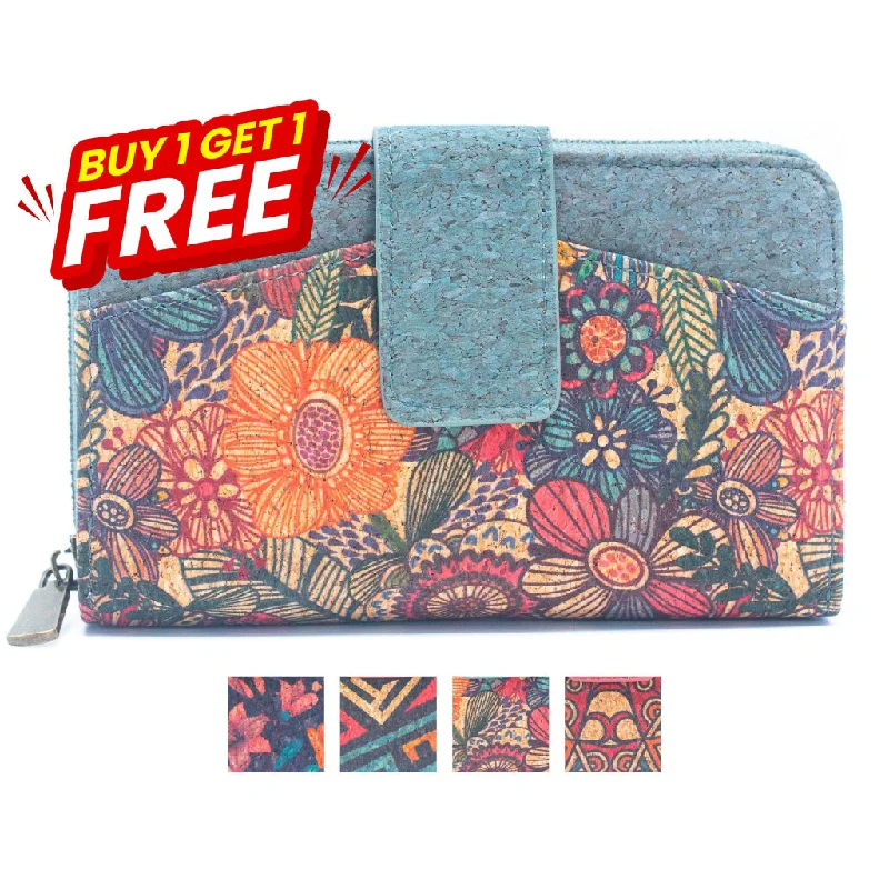 BUY 1 GET 1 FREE: All cork women card wallet Colors cork Mini-Flap Printed Wallet –BAG-2222