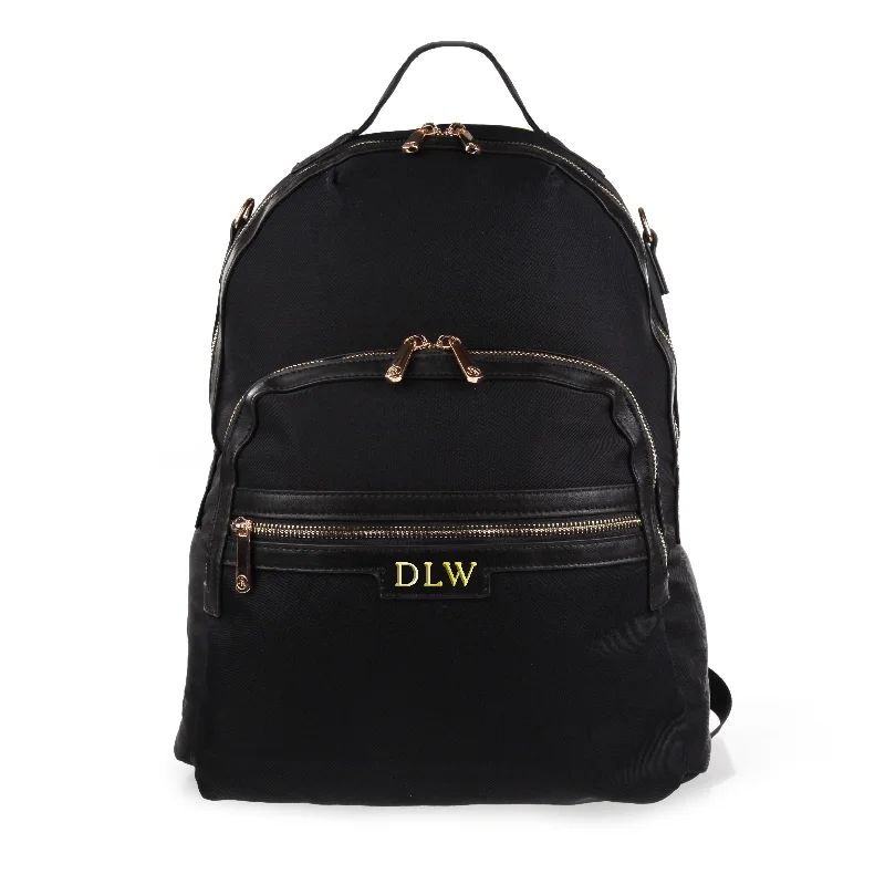 Personalised Luxury Backpack - Black with Gold Hardware