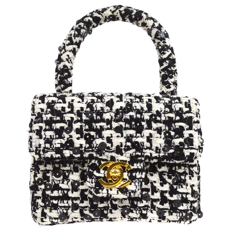 CHANEL * 1991-1994 Classic Flap Handbag Micro Tweed