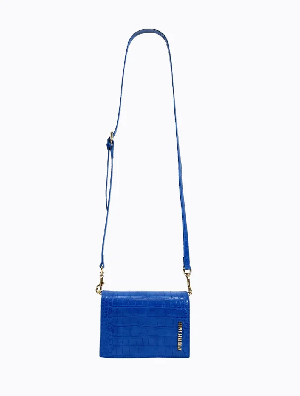 Felipe Flap Bag - Electric Blue Croc