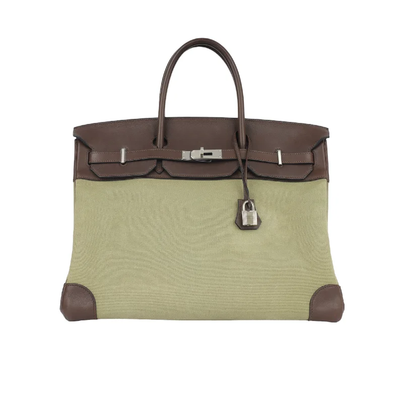 Hermès Birkin 40 Toile - Chocolat Swift/Vert Olive