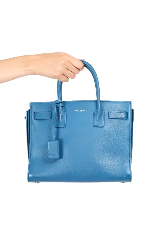 Saint Laurent 2014 Blue Leather Nano Sac de Jour Top Handle with Strap