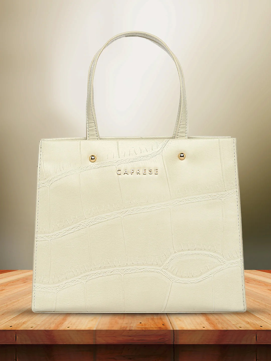 Caprese Mink Tote Small Croco Women'S Office Handbag Beige