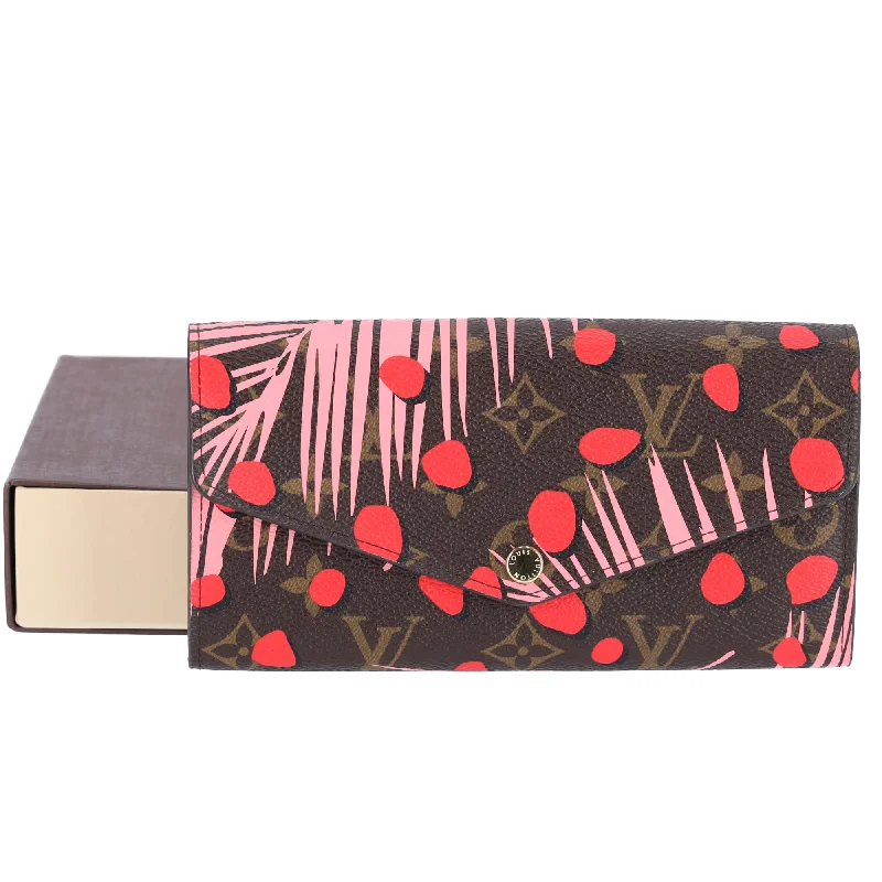 Louis Vuitton Sarah Flap Wallet Brown Monogram Jungle Dot Sugar Pink Poppy