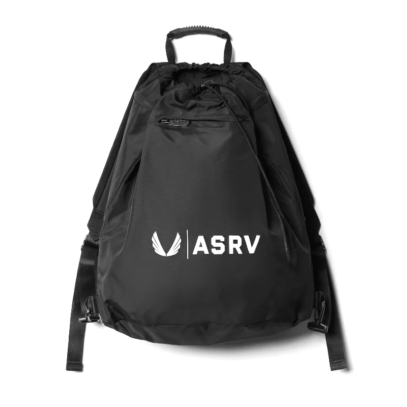 0505. Waterproof Rec Drawstring Backpack - Black/White