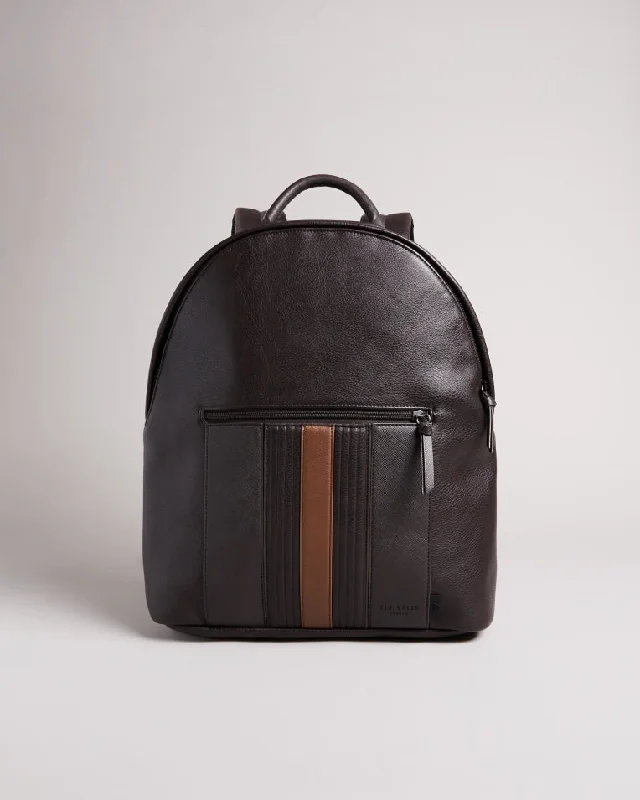 Esentle Striped Pu Backpack Brn-Choc