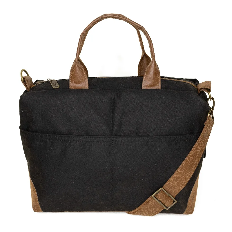 Poppi Premier Purse: Black Waxed Canvas