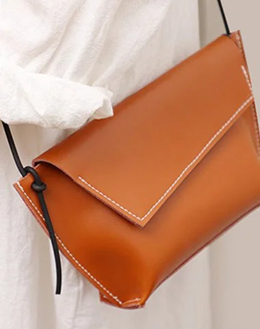 Cute LEATHER Small Side Bag Brown Handmade WOMEN Crossbody BAG Phone Purse FOR WOMEN