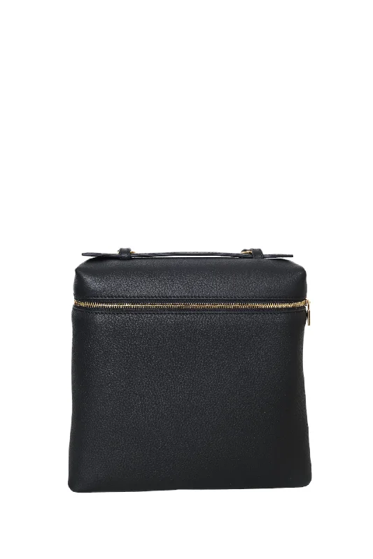 Loro Piana Black Leather Extra Pocket Backpack