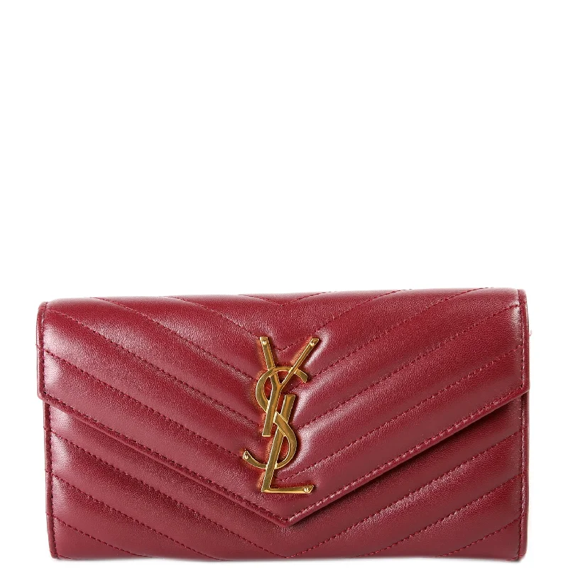 Flap Wallet Large Grain De Poudre  Burgundy