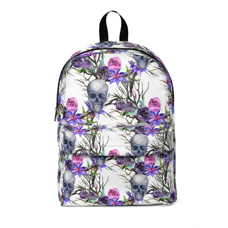 Skull Purple Floral Unisex Classic Backpack