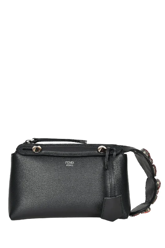 Fendi Black Leather Crystal Embellished  'By The Way' Bag with Strap