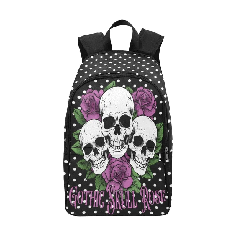 Gothic Skull Purple Rose Fabric Backpack