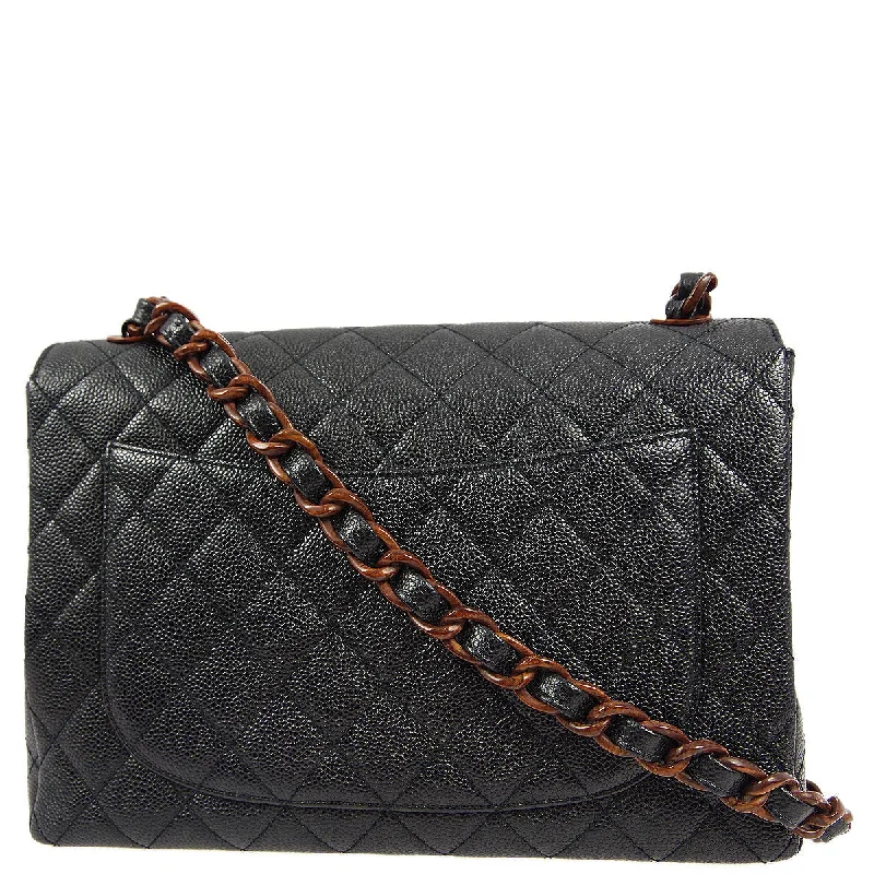 Chanel * 1997-1999 Black Caviar Jumbo Classic Flap Bag