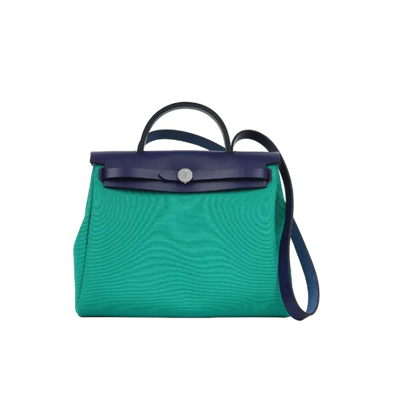 Hermès Herbag 31 - Vert Jade Canvas/Blue Saphir Hunter