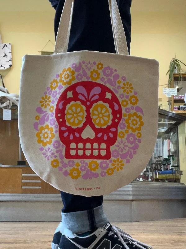 Sugar Skull Round Tote