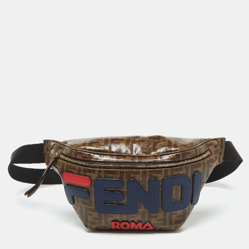 Fendi X Fila Brown Zucca Coated Canvas Mania Belt Bag