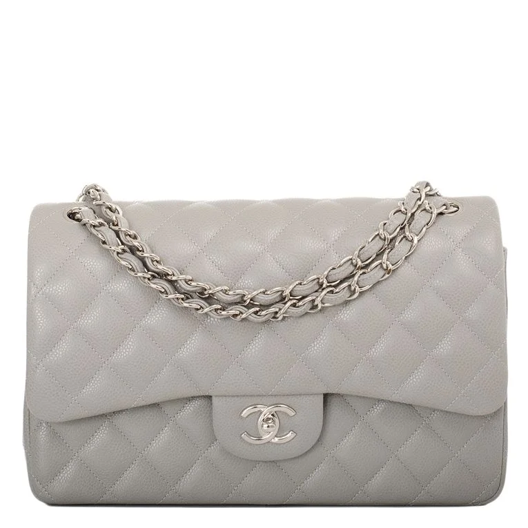 Chanel Mini Flap Bag Light Grey Lambskin SiLouis Vuittoner Hardware