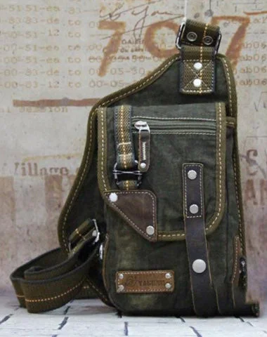 Canvas Black Mens Chest Bag Green Sling Bag Canvas Sling Backpack For Men