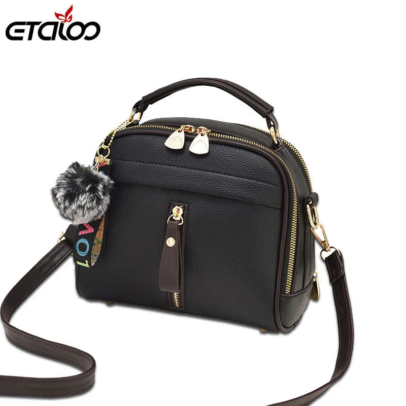 Fashion Women Handbag PU Leather Women Messenger Bags With Ball Toy Female Shoulder Bags Ladies Party Handbags 2019