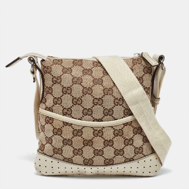 Gucci Beige Gg Canvas And Leather Crossbody Bag