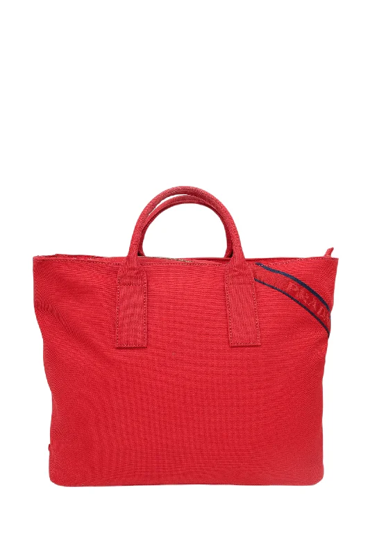 Prada Red Canvas Logo Large Tote Bag