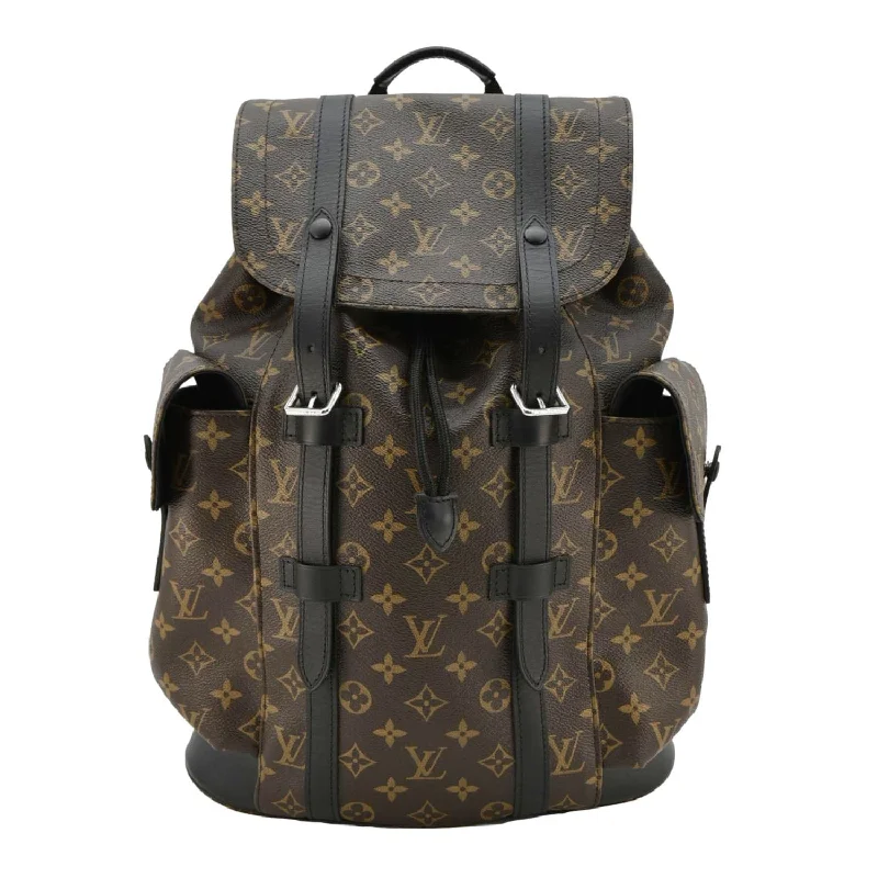 LOUIS VUITTON Christopher Monogram Macassar Canvas Backpack Bag Brown