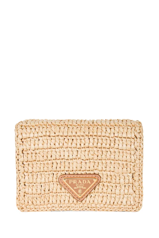 Prada Beige Crochet Cardholder with Crossbody Strap